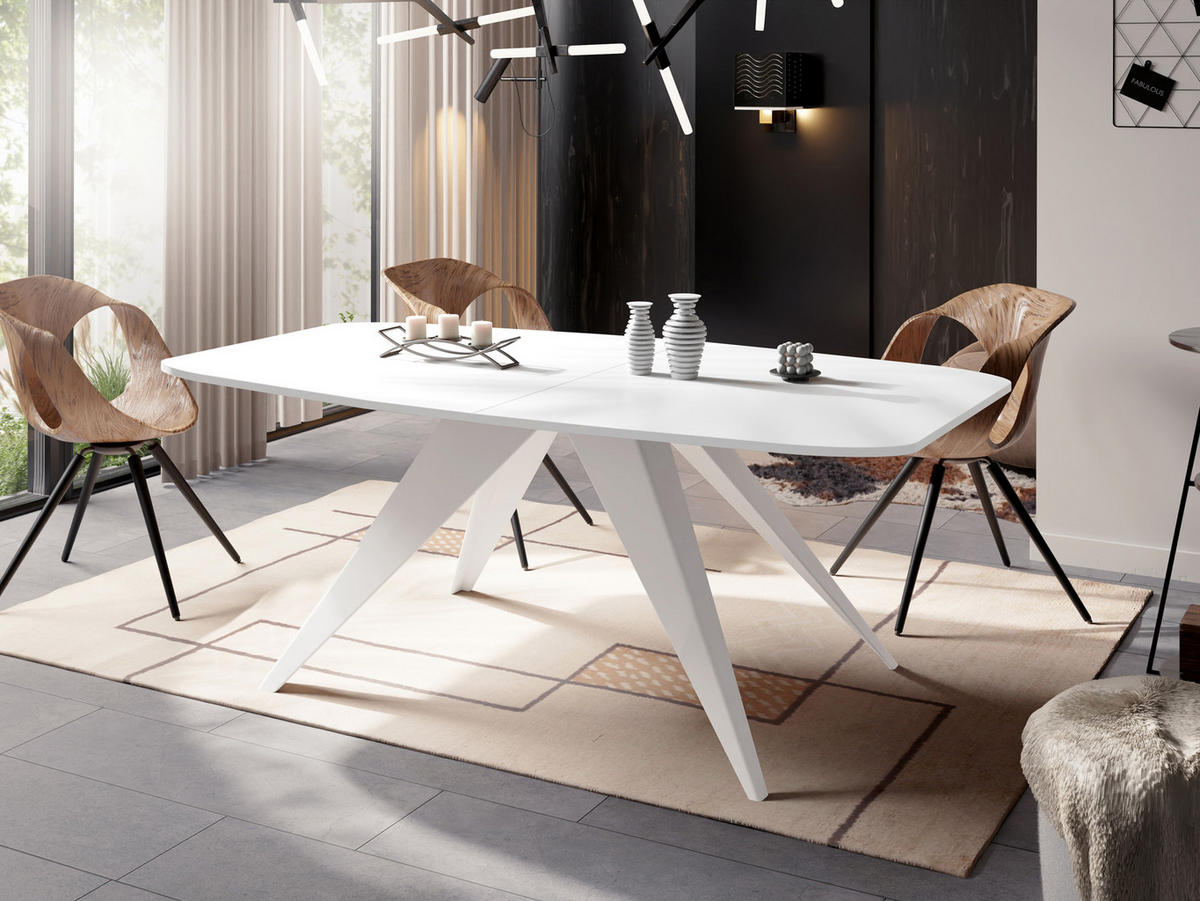ESSTISCH Fatina rechteckig ausziehbar, Weiß 180-218/90/76 cm - Weiß, Holzwerkstoff/Metall (180/90/76cm) - WFL GROUP
