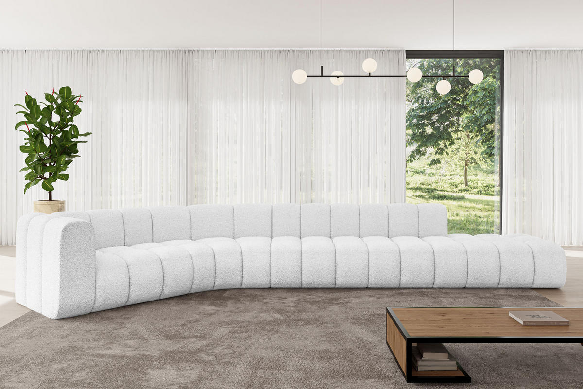 ECKSOFA modulares Sofa Tilmo-L2 - 490x194x70 cm Weiß - Weiß, Holzwerkstoff/Textil (490/194cm) - ALTDECOR