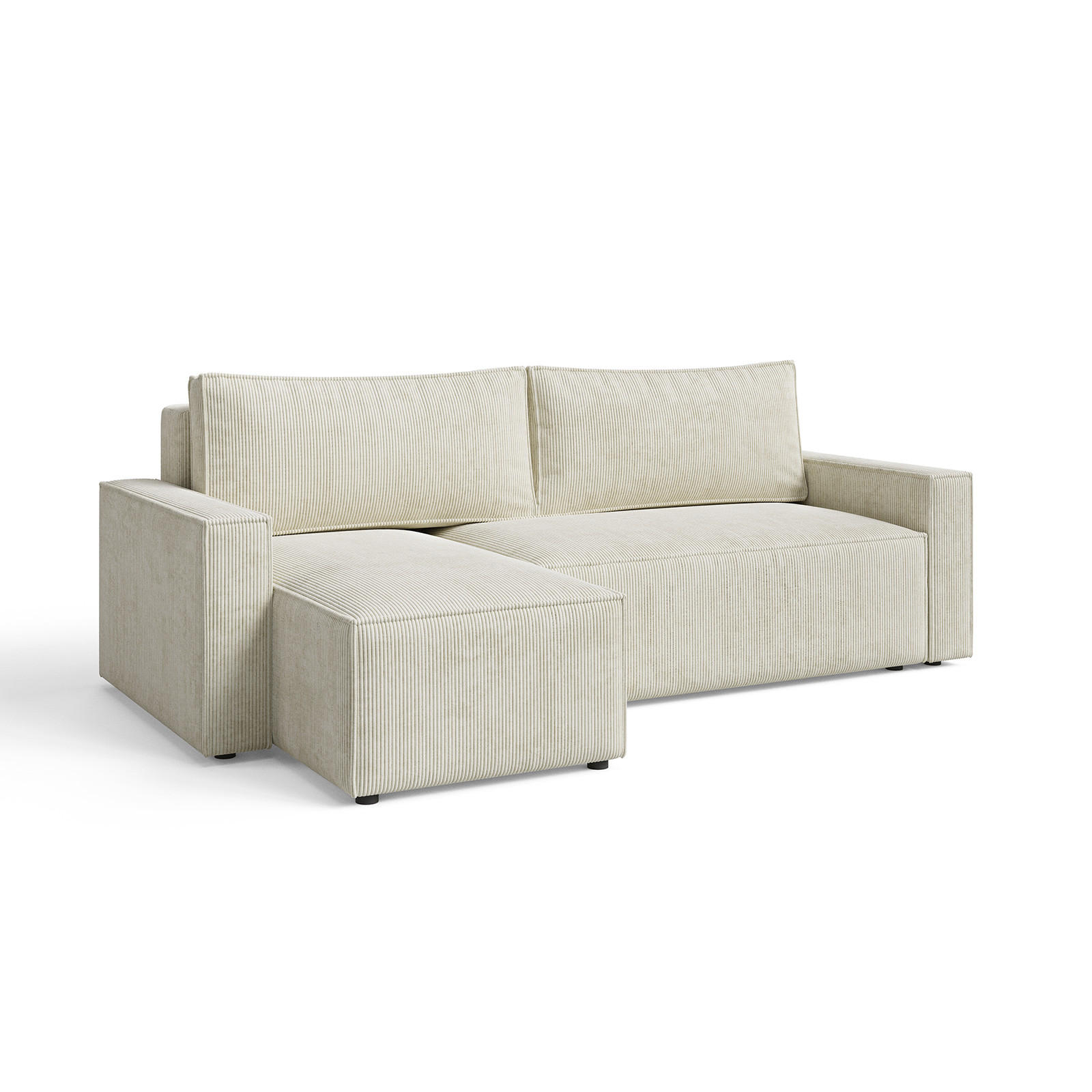 ECKSOFA LIVIO S mit Schlaffunktion, universell montierbar - POSO 100 - Beige, Holz (230/142cm) - Dekori_Interiors