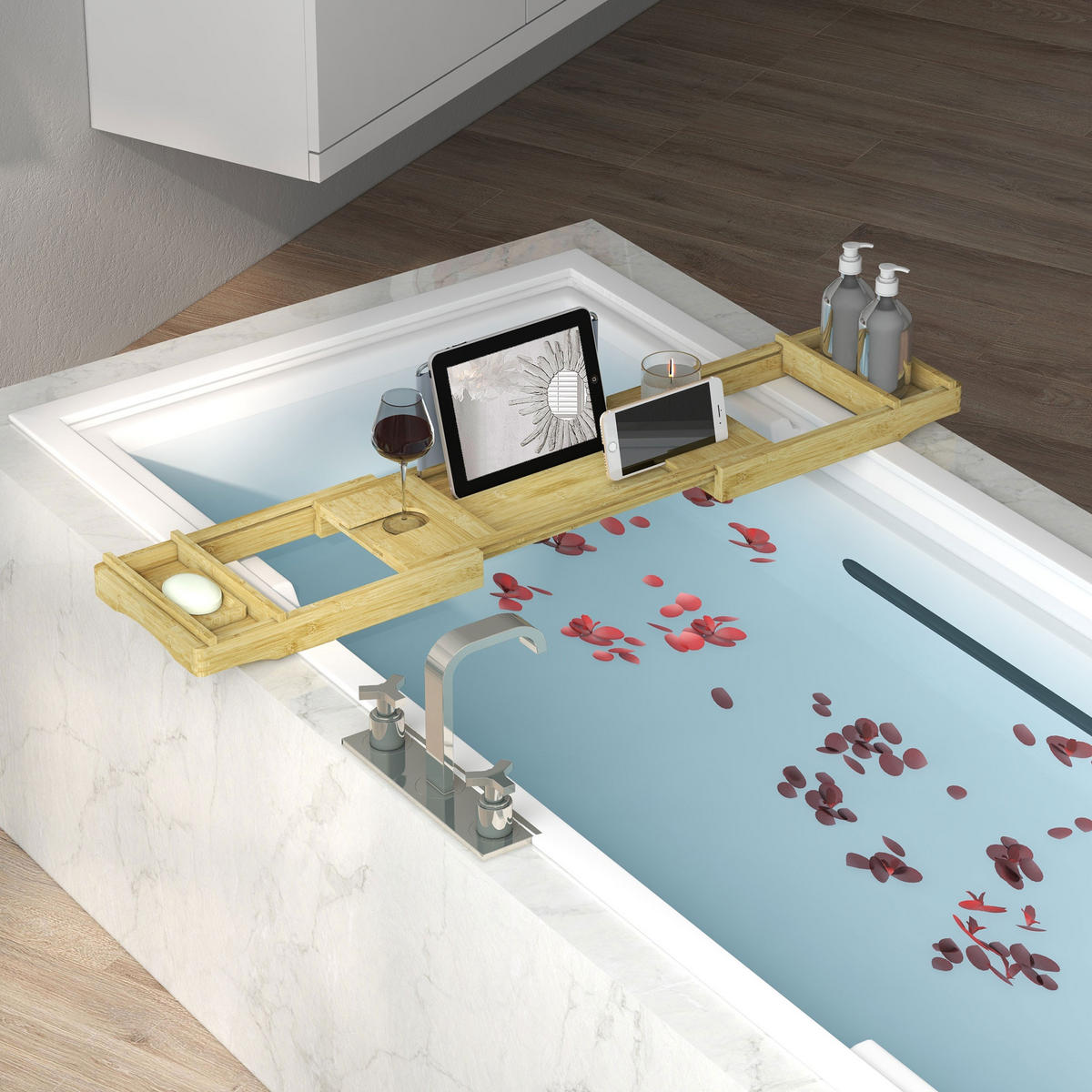 BADEWANNENREGAL DE-17350 - Naturfarben, Naturmaterialien (23/4.5/109cm) - ComfortXL