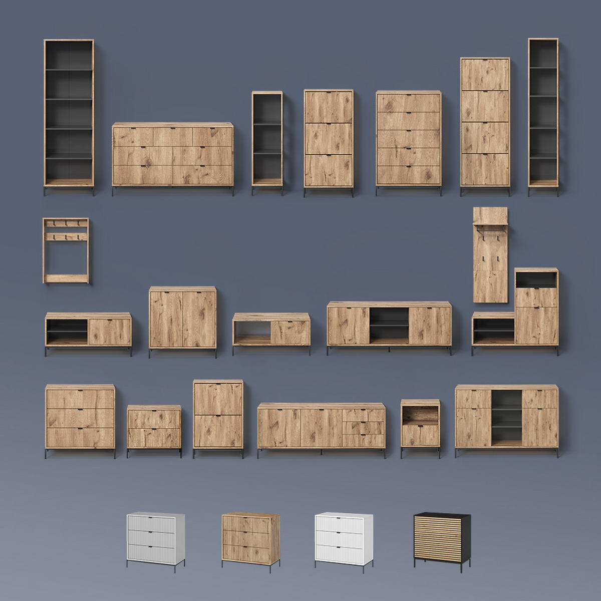 LOWBOARD Aterno Weiß 150 x 60 cm mit 2 Türen - Weiß, Holzwerkstoff (150/60/40.1cm) - Livinity®