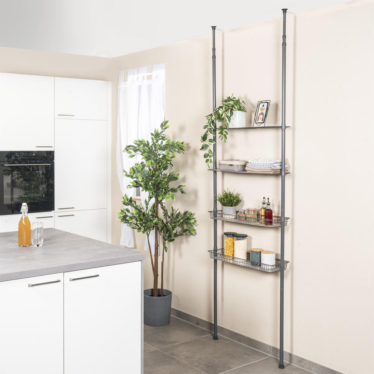 TELESKOP-REGAL, grau - Grau, Metall (71.5/290/20cm) - bremermann