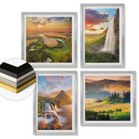 WANDBILDER 4er Set - 50x50 cm & 40x60 cm Silberner Rahmen - Italienische Sonnenuntergänge - Silberfarben, Kunststoff (50/50cm) - ArtPrintCave