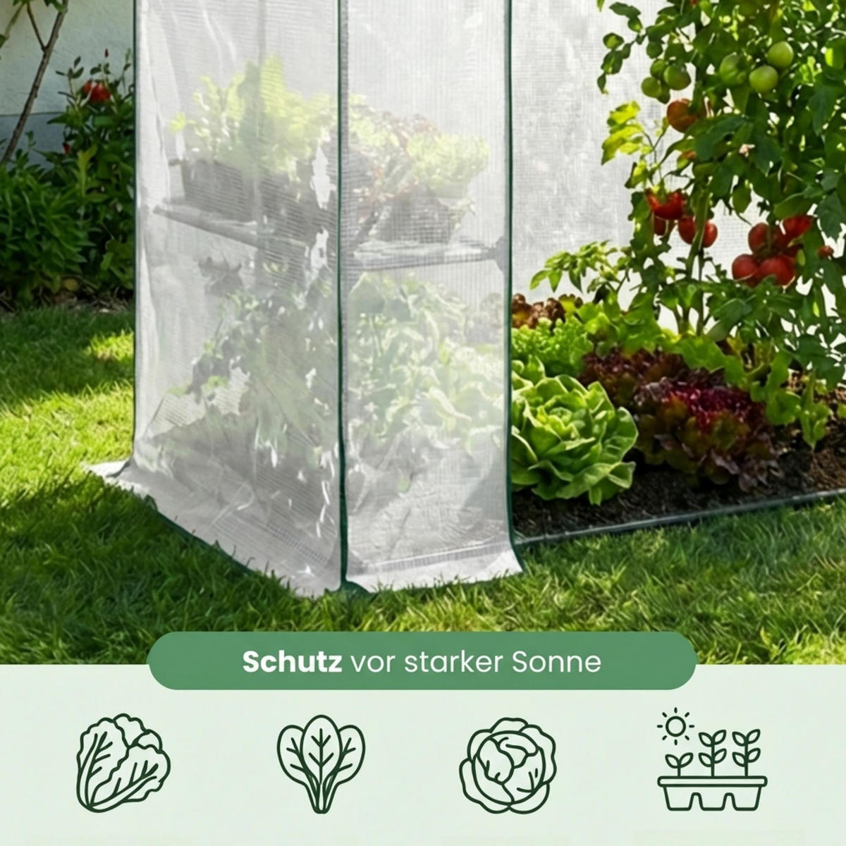 MINI Gewächshaus in Hausform, Weiß, 143x73x195 cm - Weiß, Metall (143/195/73cm) - Akord