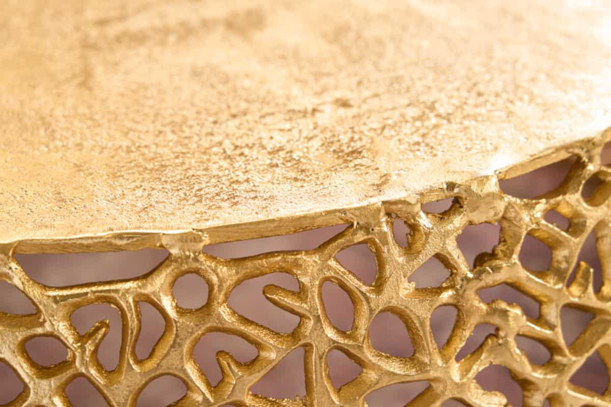 COUCHTISCH ABSTRACT LEAF rund Gold 73cm - Goldfarben, Metall (73/73/31cm) - riess-ambiente