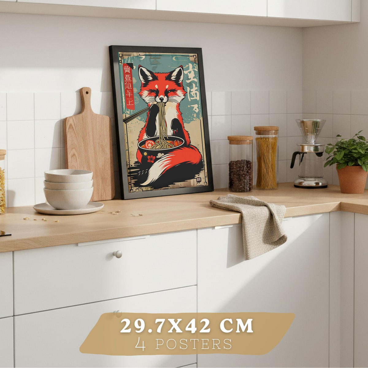 PLAKAT Sada 4 Sada ramen po čtyřech A4 Černý rám - černá, papír (29.7/1/21cm) - Nacnic