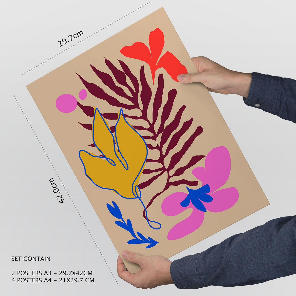 POSTER Set Mit 6 Malerisch 1 In Tiere Zusammenfassungen A3 & A4 Rahmenlos - Klar, Papier (29/3cm) - Nacnic