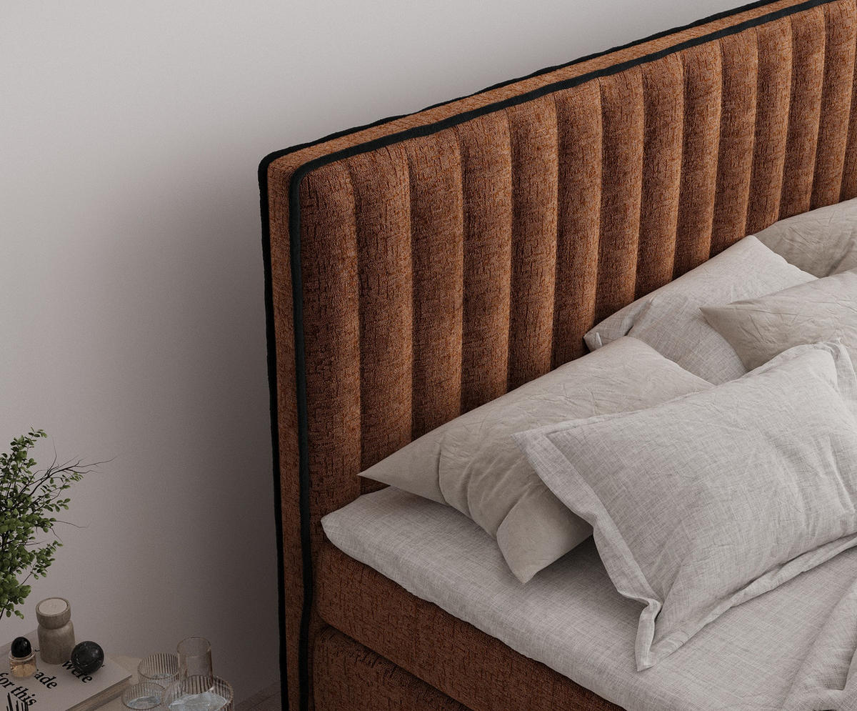 BOXSPRINGBETT Nocturne Kupferfarbe 160/200 cm - Schwarz/Kupferfarben, Holz/Holzwerkstoff (160/200cm) - Maison de Reve