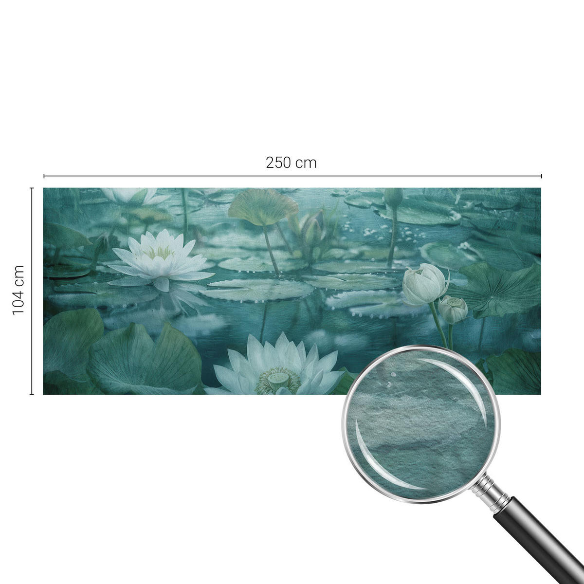 FOTOTAPETE 250x104 cm - Wasserblumen - Schwarz, Textil (250/104cm) - Wallfluent