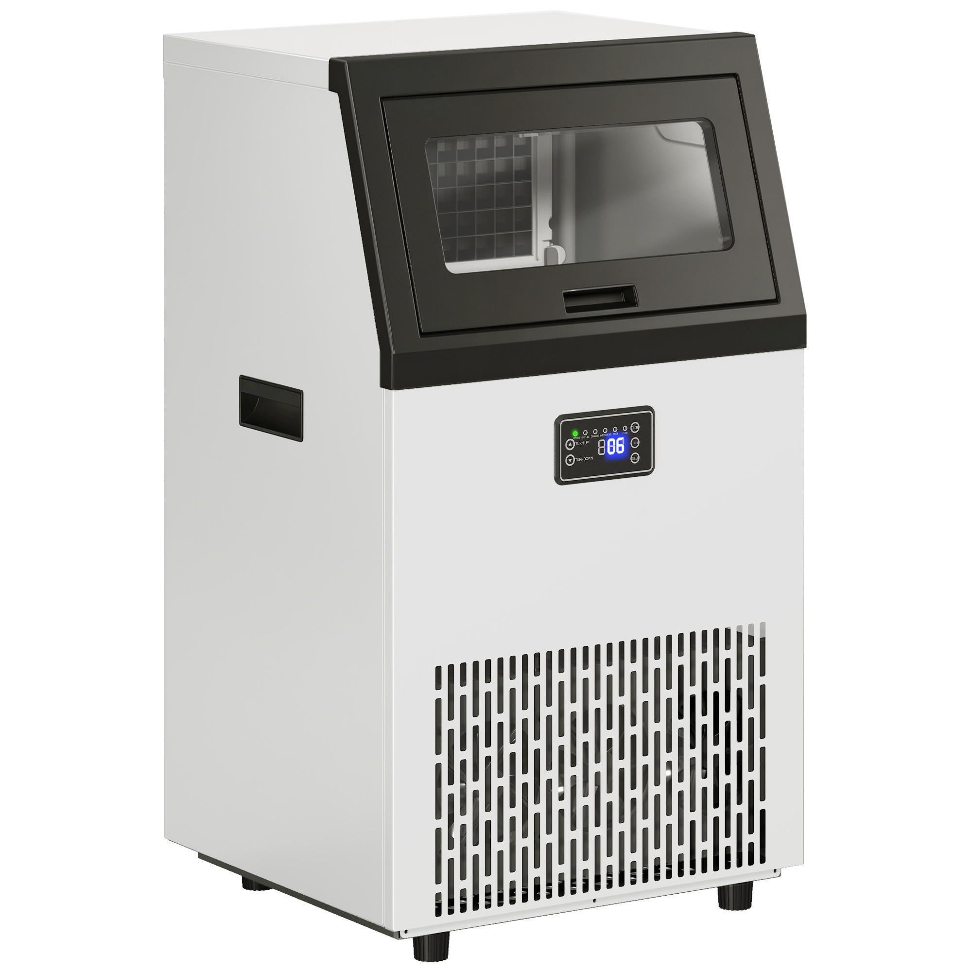 KOMMERZIELLE-EISWÜRFELMASCHINE Edelstahl Silber - Silberfarben, Metall (40.9/80.4/45cm) - HOMCOM