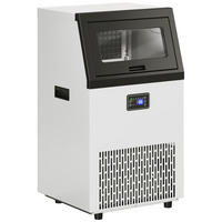 KOMMERZIELLE-EISWÜRFELMASCHINE Edelstahl Silber - Silberfarben, Metall (40.9/80.4/45cm) - HOMCOM