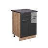 KÜCHENUNTERSCHRANK Fame-Line Anthrazit Hochglanz 60 cm AP Anthrazit - Anthrazit/Eiche Wotan, Holzwerkstoff (60/82/60cm) - Vicco