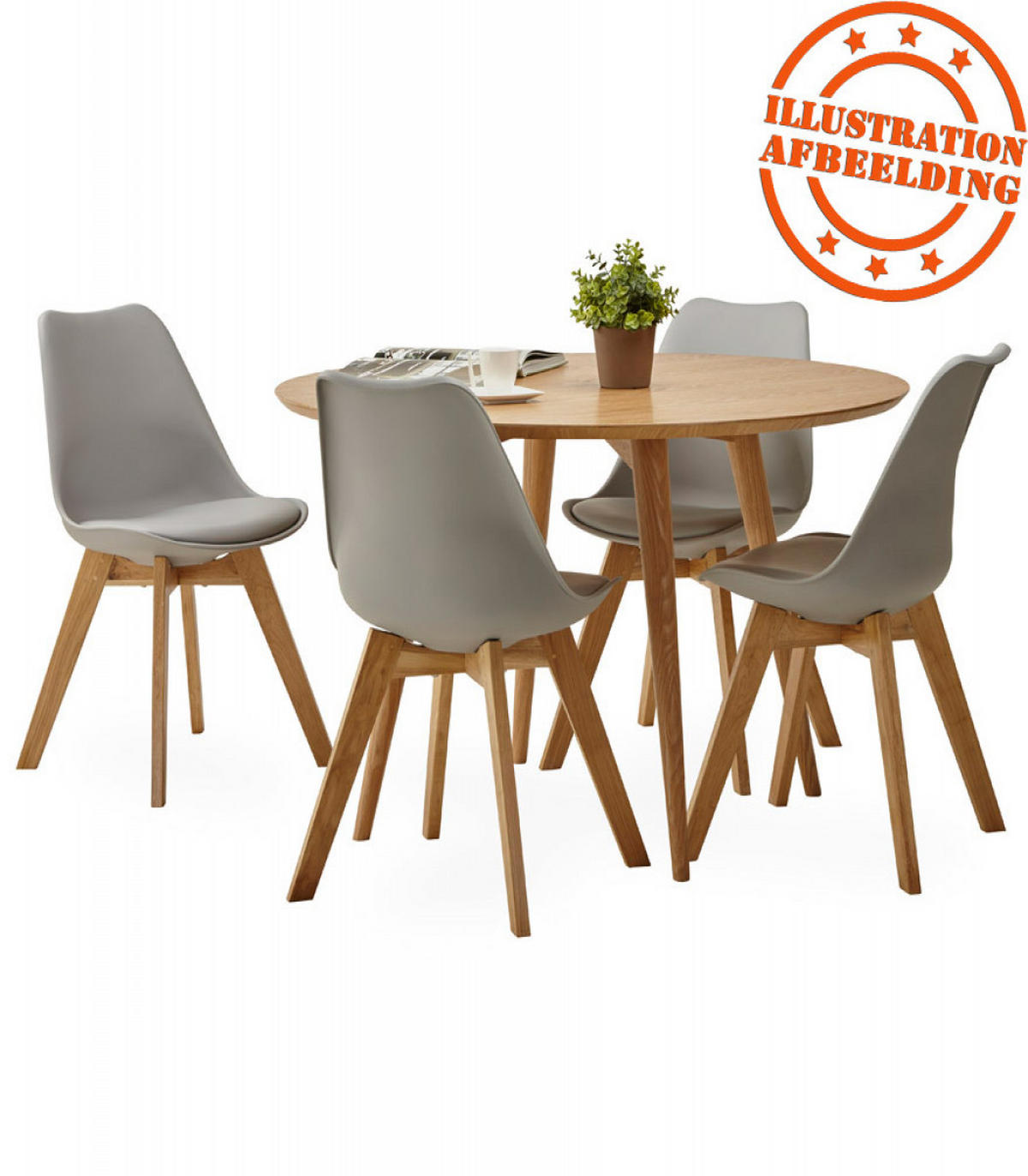 STUHL Kunstleder Holzgestell Skandinavisch, Grau 48x56x83 cm - Eichefarben/Grau, Eichenholz/Holz (48/83/56cm) - KADIMA DESIGN
