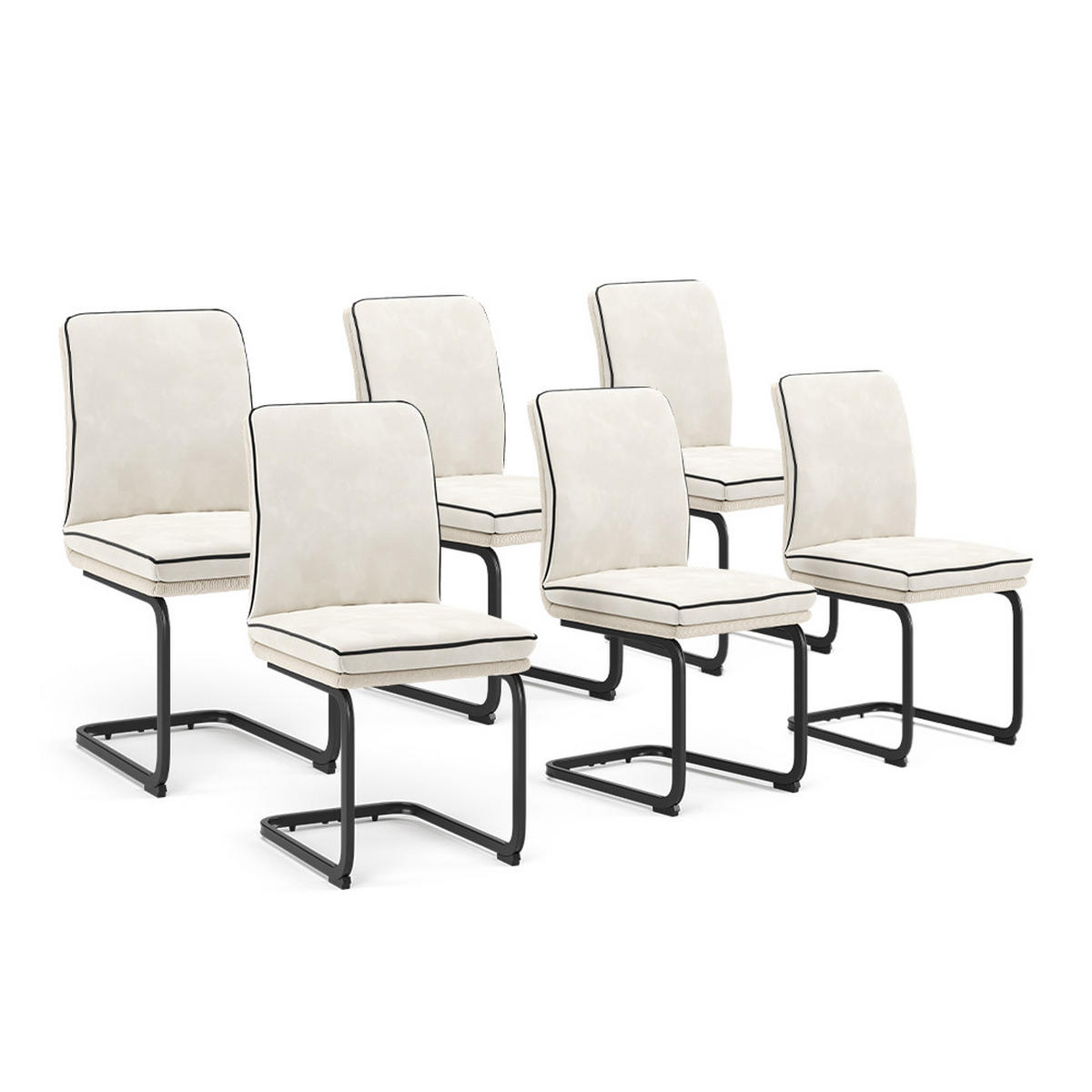 FREISCHWINGER Eleganza Beige 6er Set - Beige, Textil (49/95.5/63.5cm) - Vicco