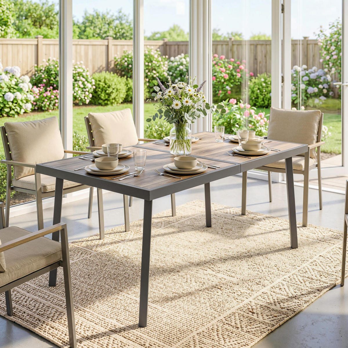 GARTENTISCH Grau 145.0/85.0/72.0cm - Grau, Kunststoff (145/85/72cm)