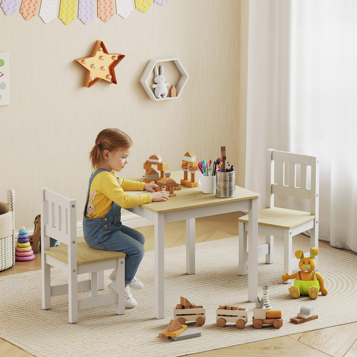 KINDERSITZGRUPPE DE-17545 2 Stühle zum Zeichnen & Lernen Naturholz - Naturfarben, Holzwerkstoff (52/48/56cm) - ComfortXL