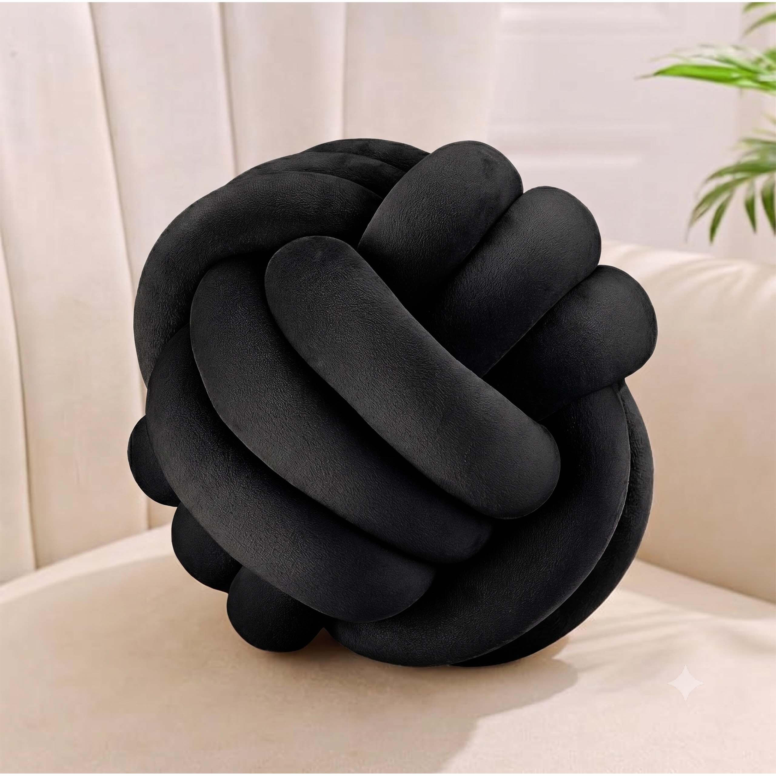 POLŠTÁŘ Černý uzel 25 cm polyester - černá, textil/plast (25/25cm) - Relaxdays
