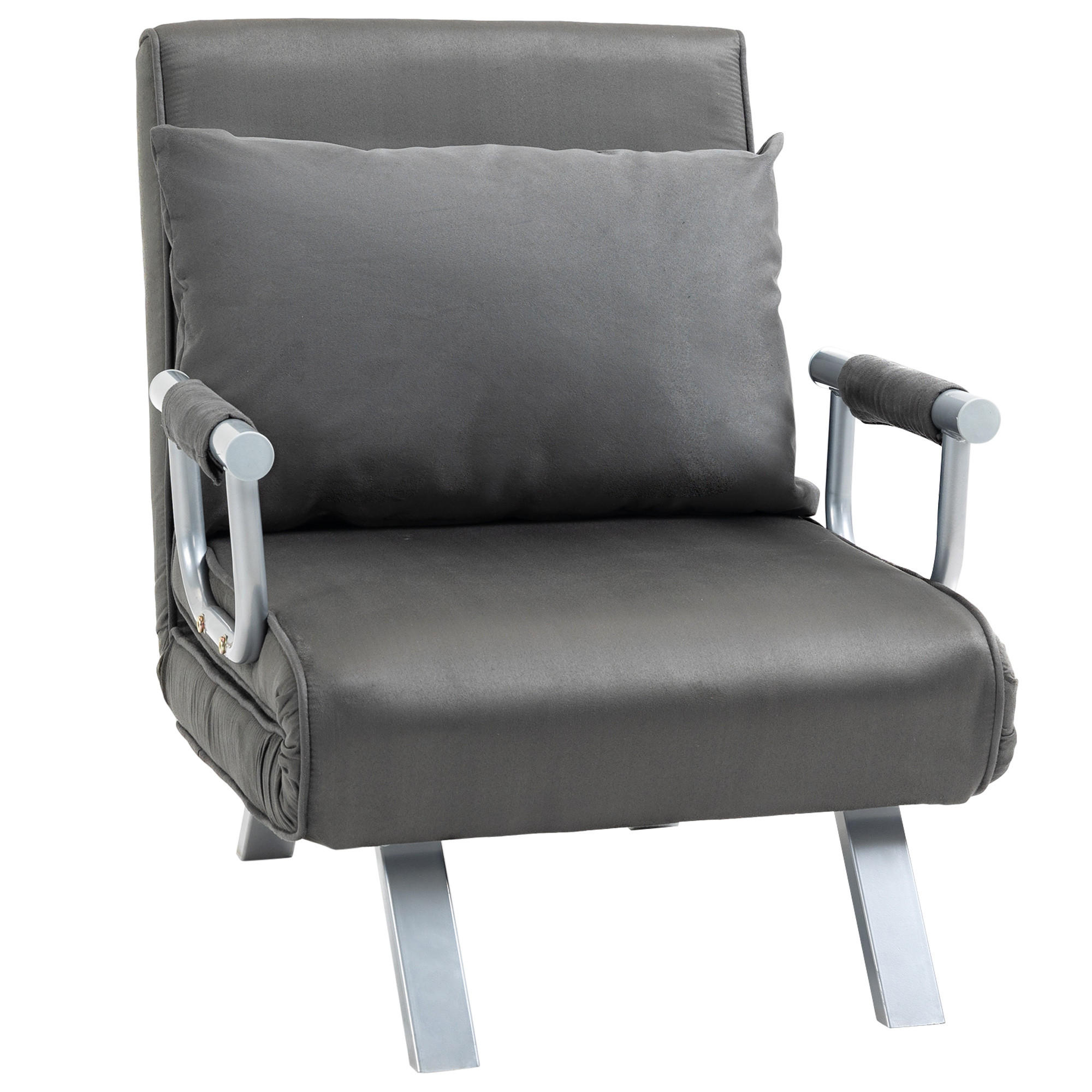 SCHLAFSESSEL, Kunstleder, Metall, Grau - Grau, Kunststoff (69/80/65cm) - HOMCOM