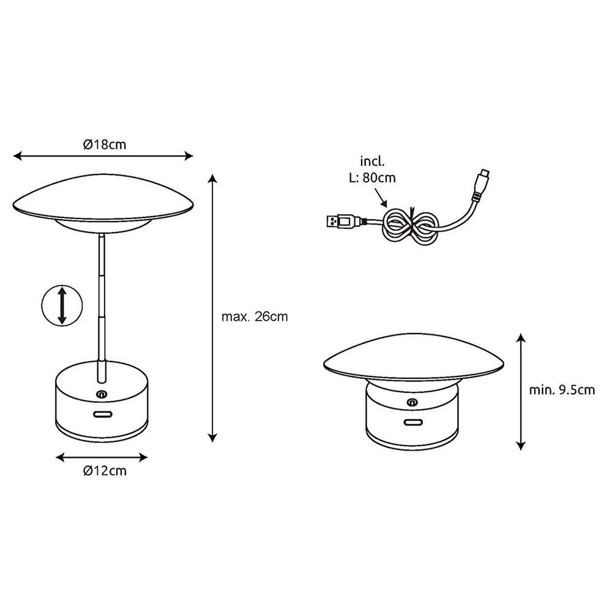 LED TISCHLEUCHTE TOMO Anthrazit - Anthrazit, Metall (15/19/26cm) - Globo Lighting