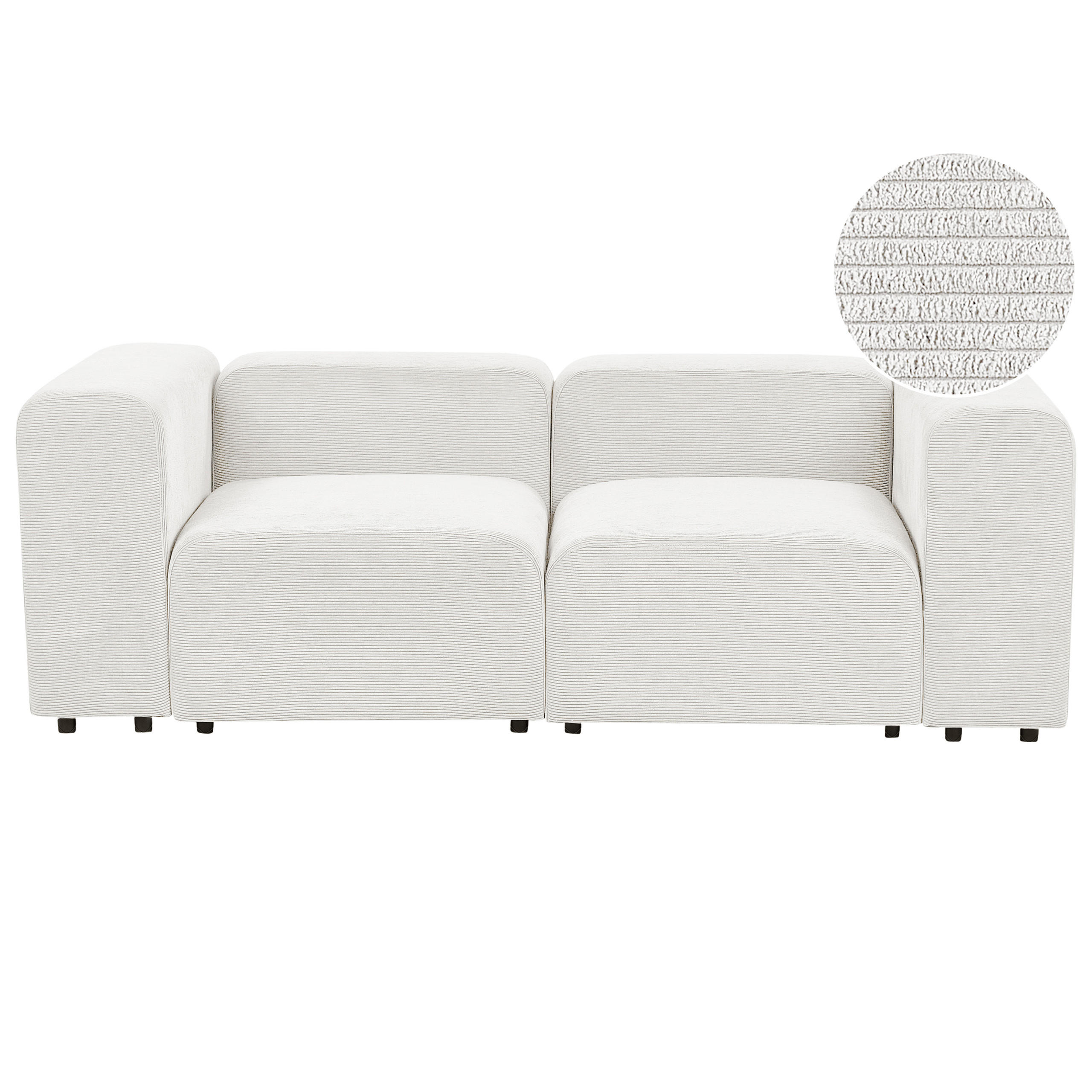 2-SITZER-SOFA Cord cremeweiß Falsterbo - Weiß, Textil (204/70/105cm) - Beliani