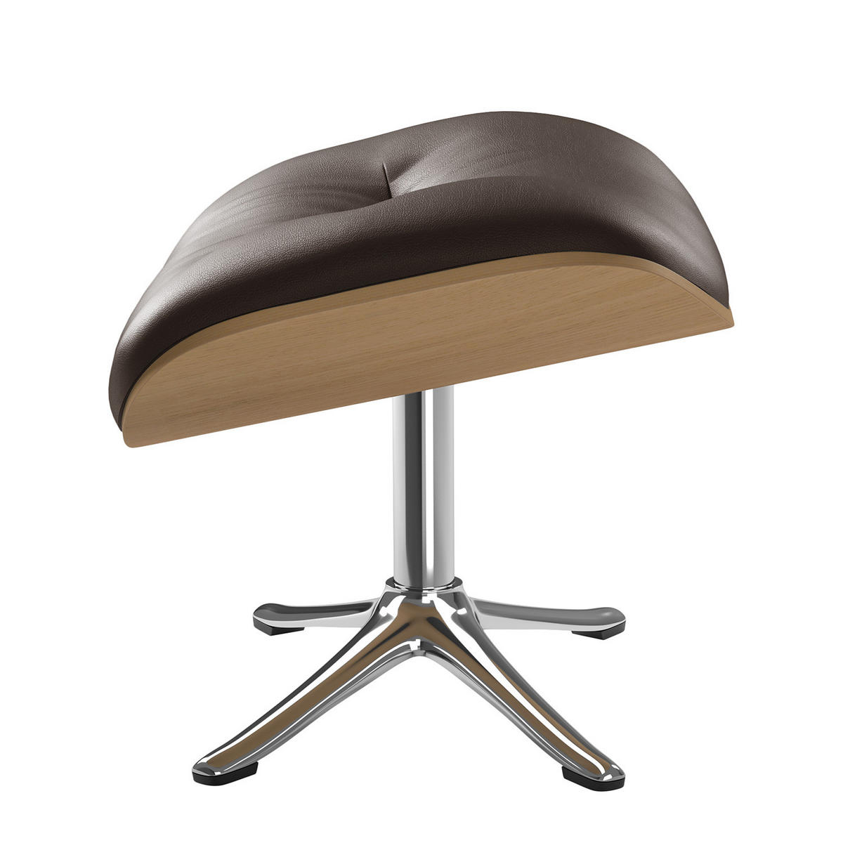 POLSTERHOCKER - Chromfarben/Dunkelbraun, Leder/Metall (44/39/42cm) - home24