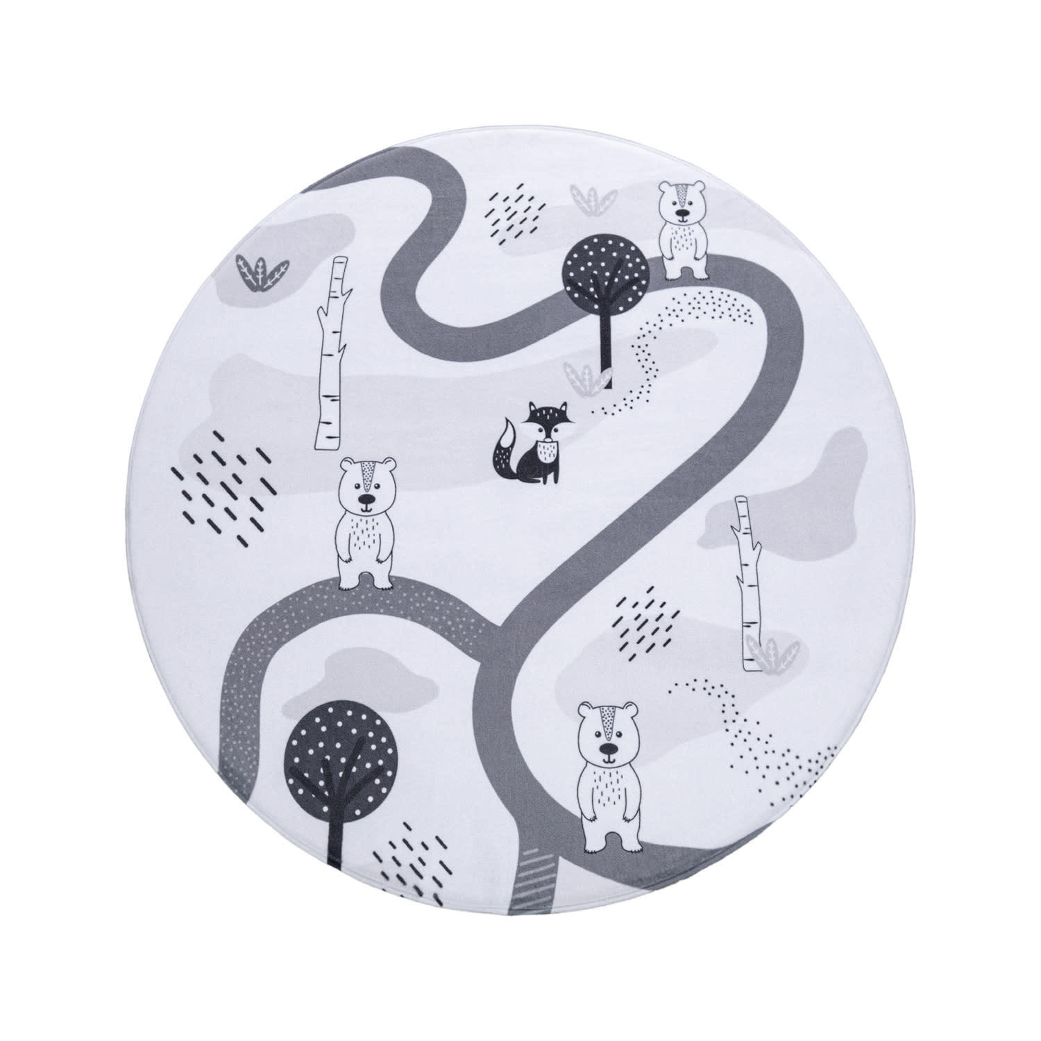 KINDERTEPPICH waschmaschinenwaschbar Reise Kinderzimmer schmutzabweisend Weiß Rund 120D - Weiß, Textil (120/120cm) - KADIMA DESIGN