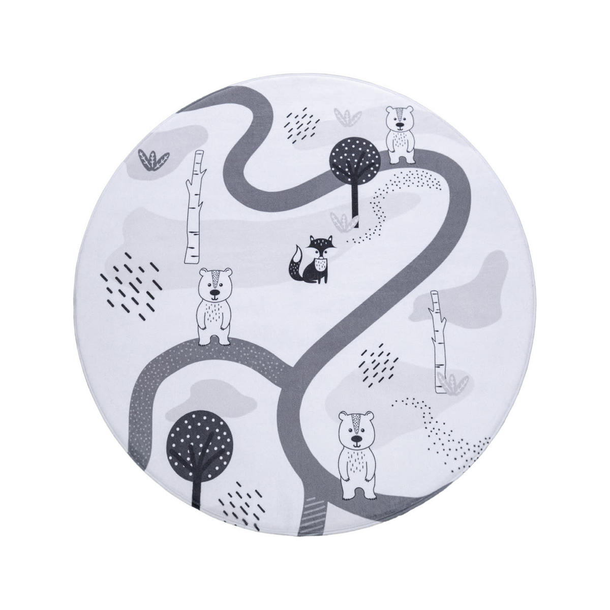 KINDERTEPPICH waschmaschinenwaschbar Reise Kinderzimmer schmutzabweisend Weiß Rund 120D - Weiß, Textil (120/120cm) - KADIMA DESIGN