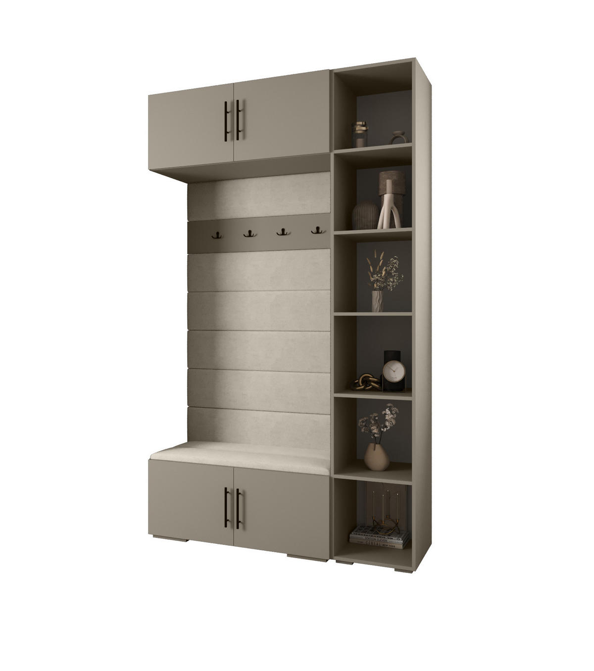 GARDEROBEN-SET 236,7/140/47 - Kaschmir/Schwarz, Holz/Kunststoff (140/236.7/47cm) - Abiks Möbel