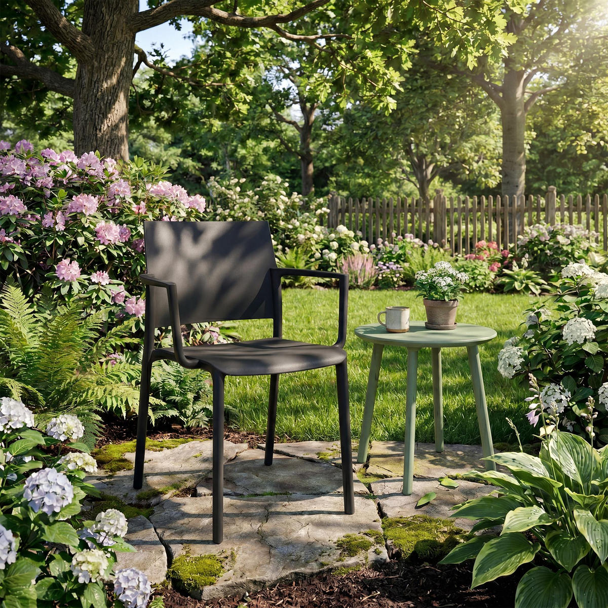GARTENSTUHL Kunststoff Schwarz - Schwarz, Kunststoff (57/81/52cm) - CLP