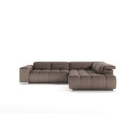 ECKSOFA mit verstellbaren Kopflehnen - Sandfarben/Chromfarben, Textil/Metall (225/310cm) - Cotta