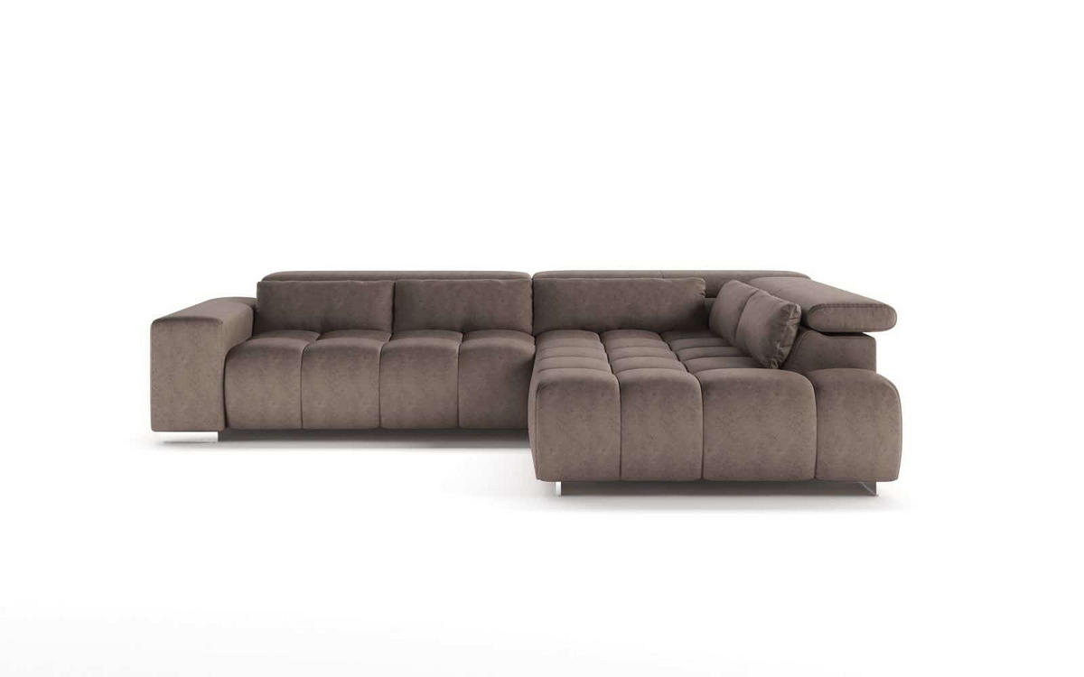 ECKSOFA mit verstellbaren Kopflehnen - Sandfarben/Chromfarben, Textil/Metall (225/310cm) - Cotta