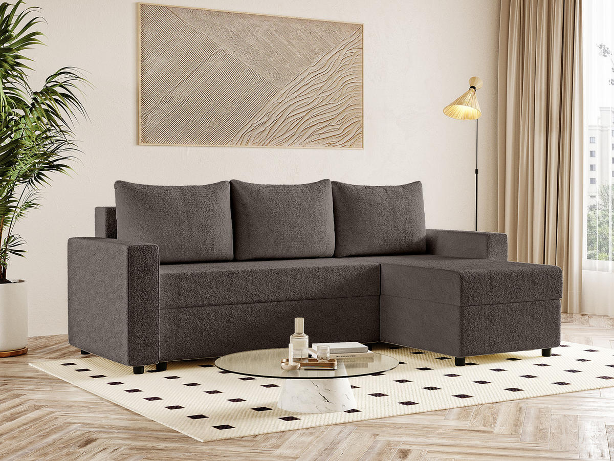 ECKSOFA Goka L mit Schlaffunktion, Braun - Braun, Textil (230/146cm) - Fedve