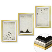 WANDBILDER 3er Set - 20x30 cm Goldrahmen - Vögel im Flug, minimalistischer Stil - Goldfarben, Kunststoff (20/30cm) - ArtPrintCave