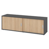 LOWBOARD mit Schiebetür 40/160/52 cm in Graphitfarben/Eichefarben - Eichefarben/Graphitfarben, Holzwerkstoff (160/52/40cm) - bümö