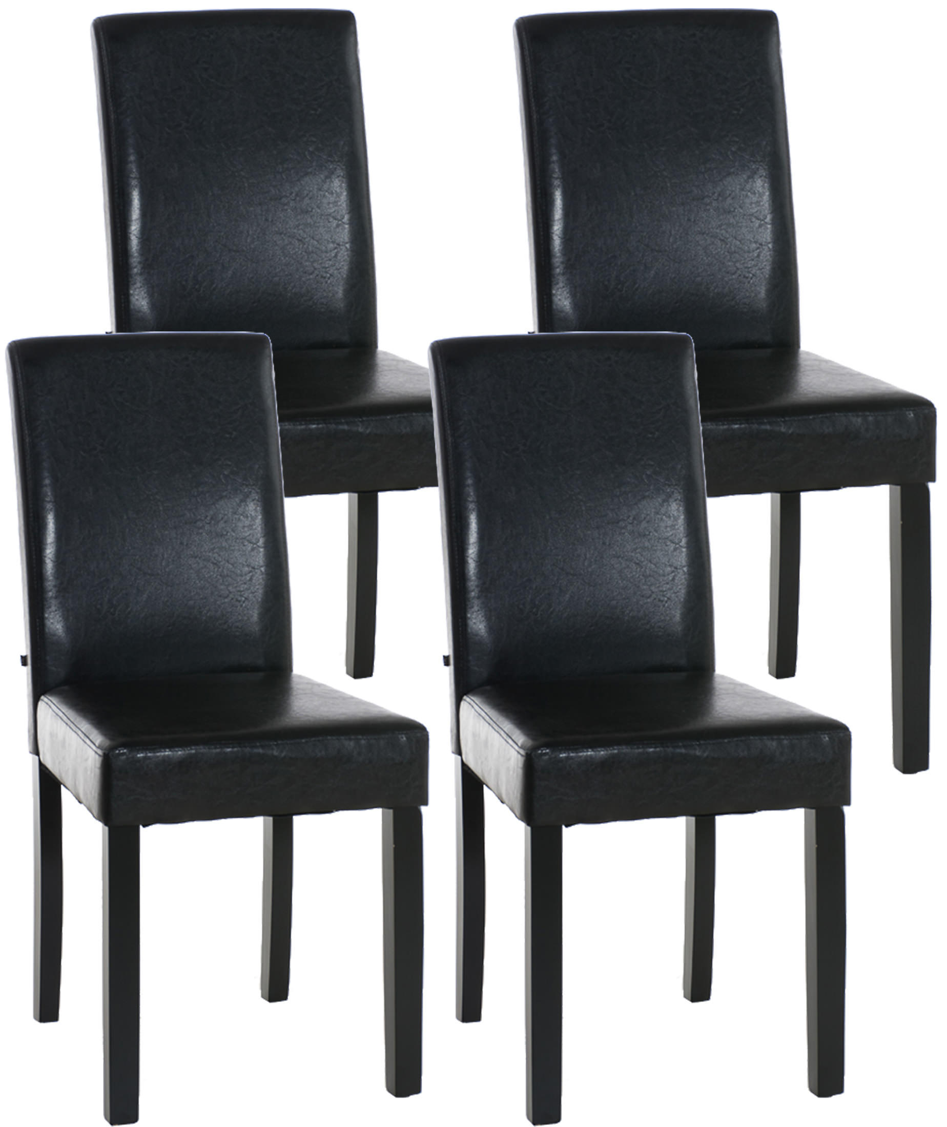 ESSZIMMERSTUHL Ines, 4er Set Kunstleder, Gestell Holz Schwarz Braun - Schwarz/Braun, Holz/Textil (41/91/47cm) - TPFLiving