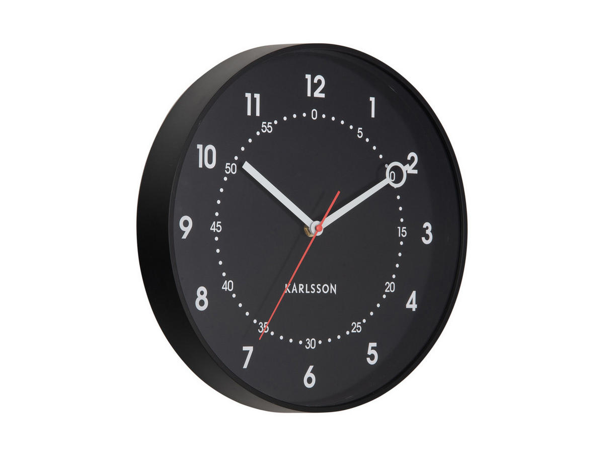WANDUHR Fresco Schwarz 31.5/31.5/ - Schwarz, Kunststoff (31.5/31.5/31.5cm) - Karlsson