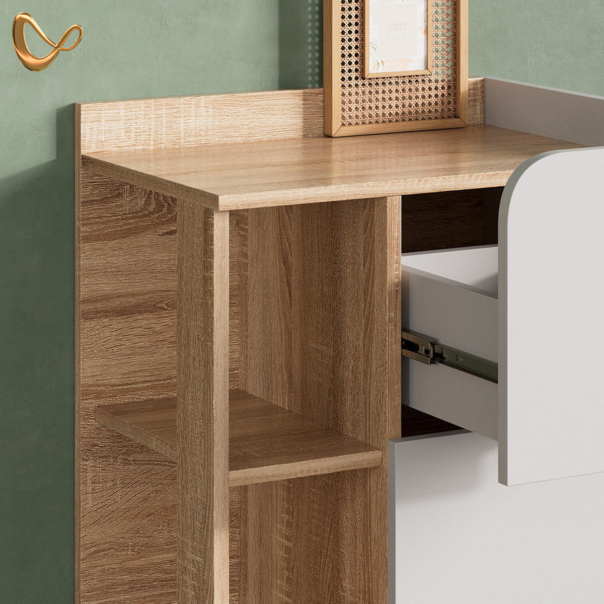UNTERSCHRANK Marano Sonoma/Weiß 50 x 90 cm mit Tür und Schublade - Weiß/Sonoma Eiche, Holzwerkstoff (50/90/35cm) - Livinity®