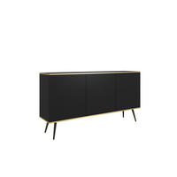 KOMMODE ORO - K-160, 2-Türen, 2-Schubladen, Push-to-Open 160x39x85 cm Schwarz/Schwarz - Schwarz, Holzwerkstoff/Kunststoff (160/85/39cm) - DomoHome