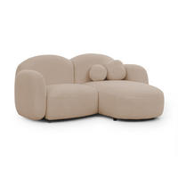 ECKSOFA Nuvola mit abgerundetem Design Hellbeige Bouclé-Stoff - Ottomane Rechts - Beige/Schwarz, Holz/Kunststoff (190/146cm) - S-Style Möbel