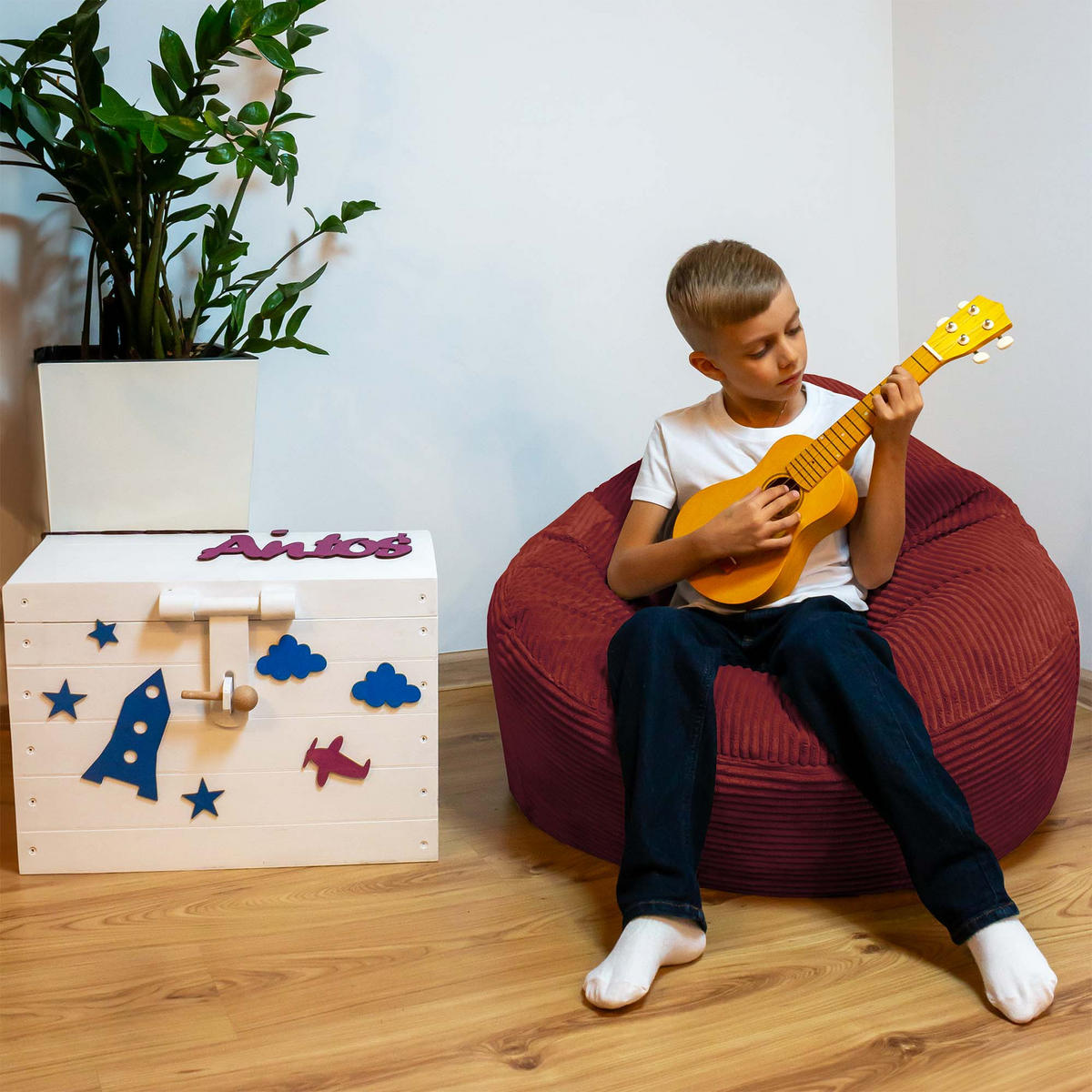 SITZSACK PARADISE MIT FUßSTÜTZE Kordsamt 2-tlg Fired Brick S - Bordeaux, Textil (70/70/70cm) - Dreamroots