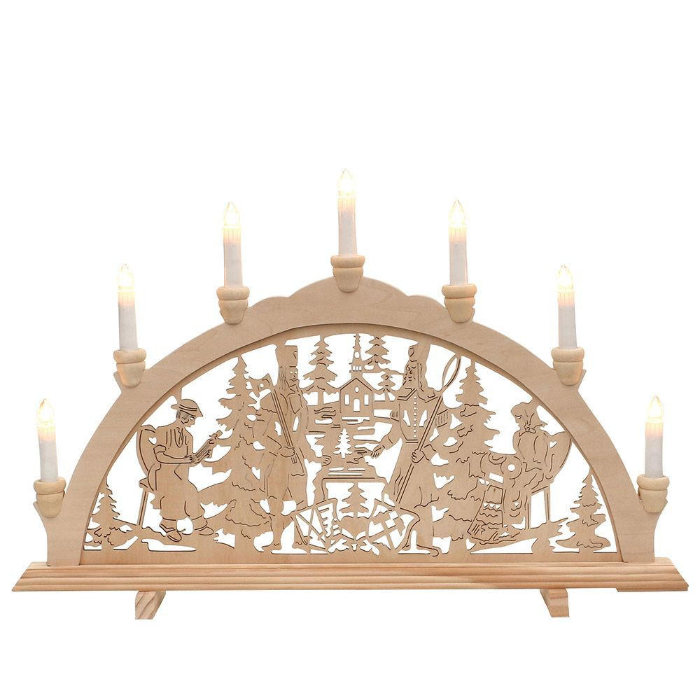 SCHWIBBOGEN Bergleute filigran 7-flammig - Multicolor, Holz (0.1/1/0.1cm) - Dekoteam24