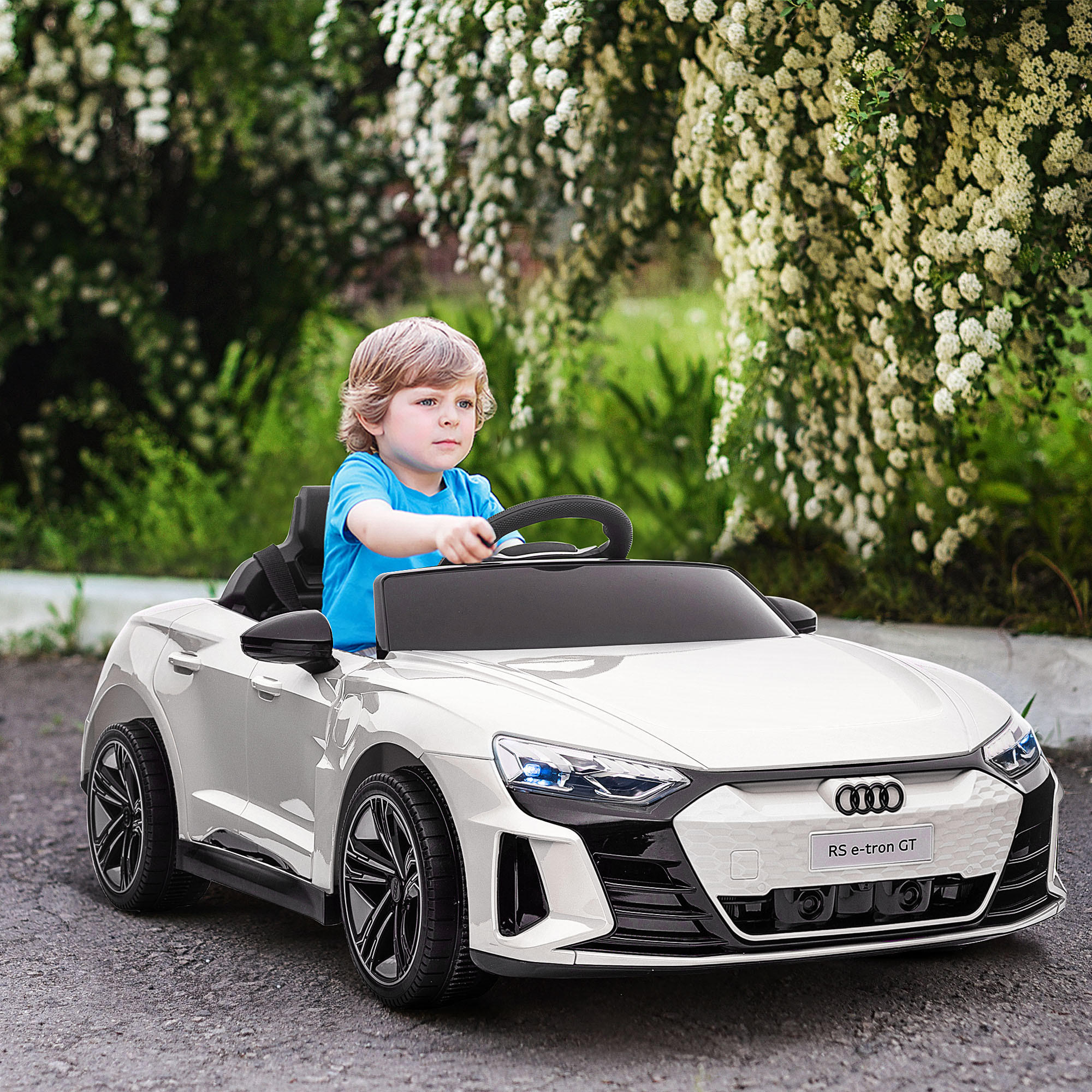 KINDER ELEKTROAUTO, Schwarz/Rot/Weiß, Kunststoff+ Eisen - Weiß, Metall (103/58/41cm) - HOMCOM