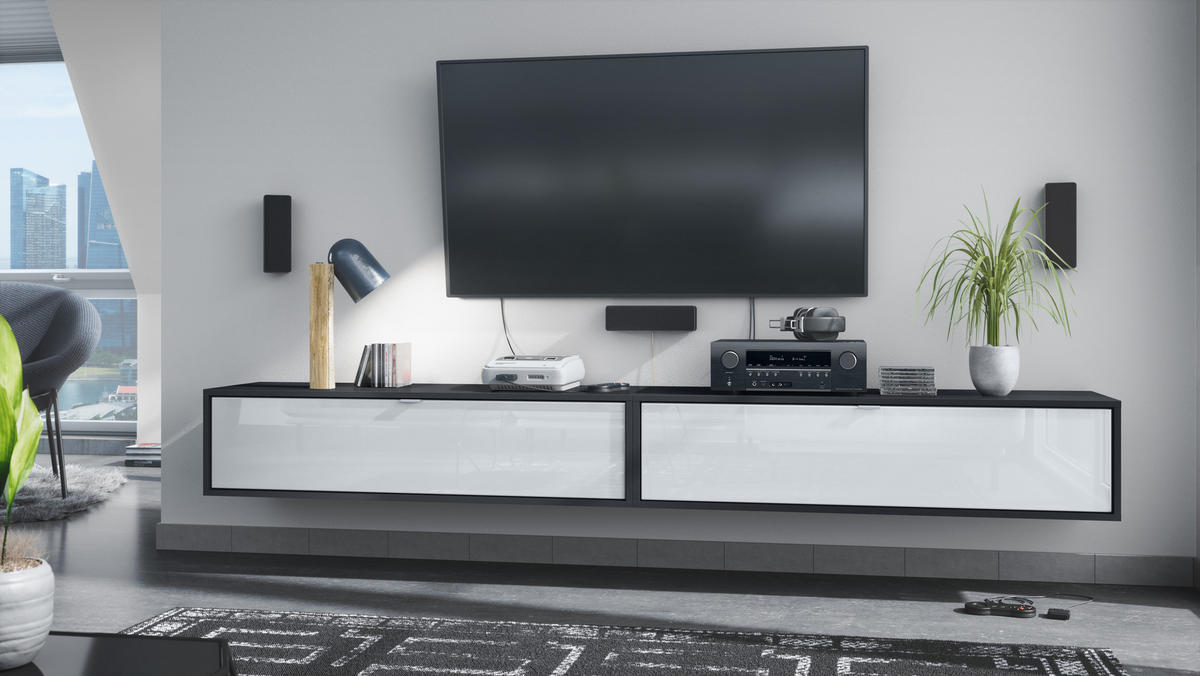 LOWBOARD Lana Fronten in Weiß Hochglanz - Weiß Hochglanz, Holzwerkstoff (120/29/37cm) - Vladon