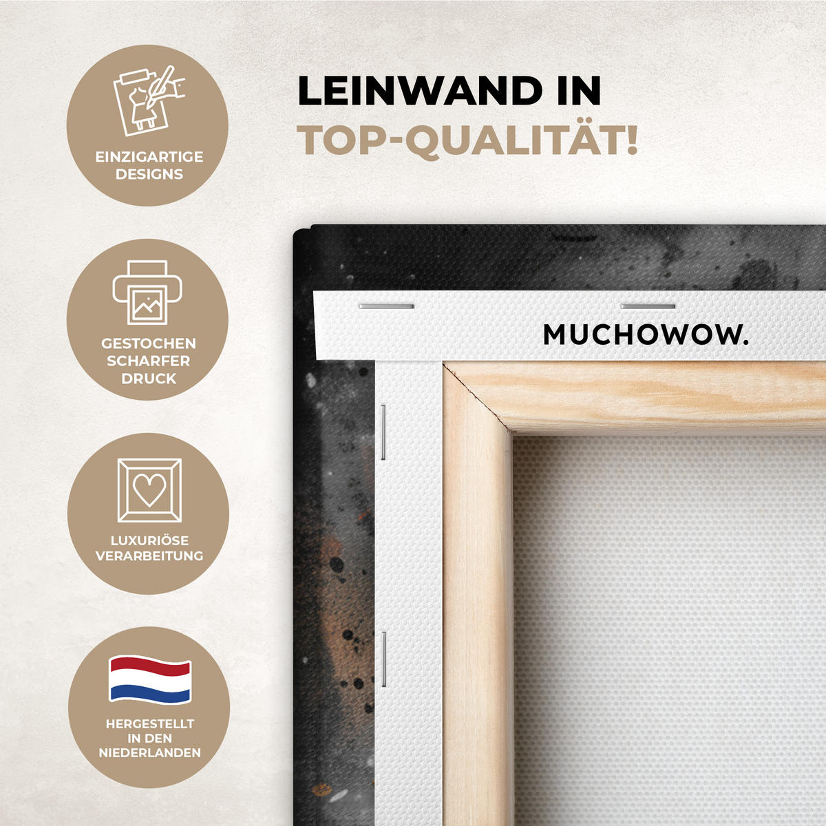 LEINWANDBILD Tiger - Tiere - Porträt - Luxus - Schwarz Wandbild Wohnzimmer 60x80 cm - Anthrazit, Textil (60/80cm) - MuchoWow