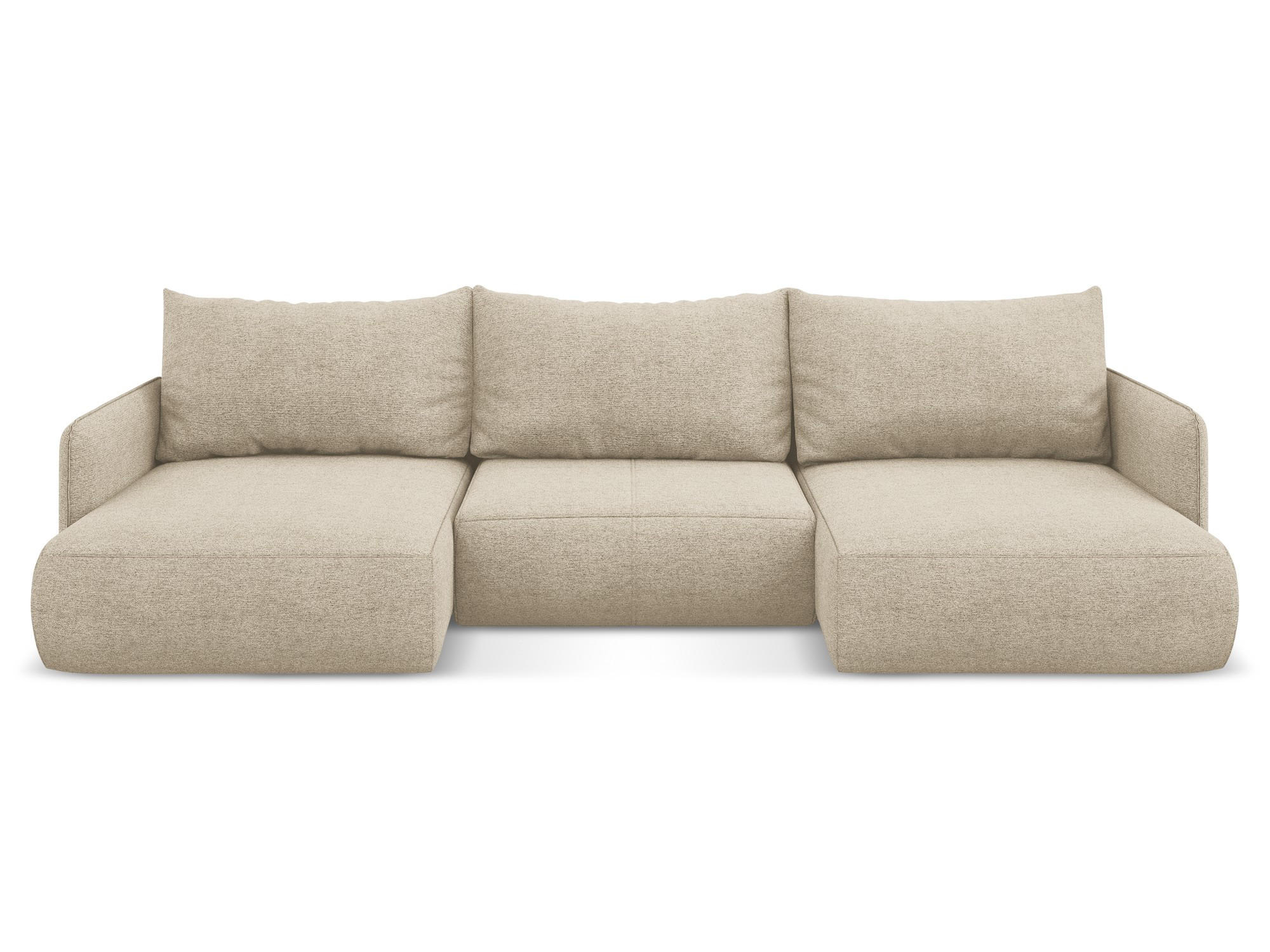 WOHNLANDSCHAFT Chenille Stoff Beige - Beige/Schwarz, Kunststoff/Textil (290/86/148cm) - Makamii