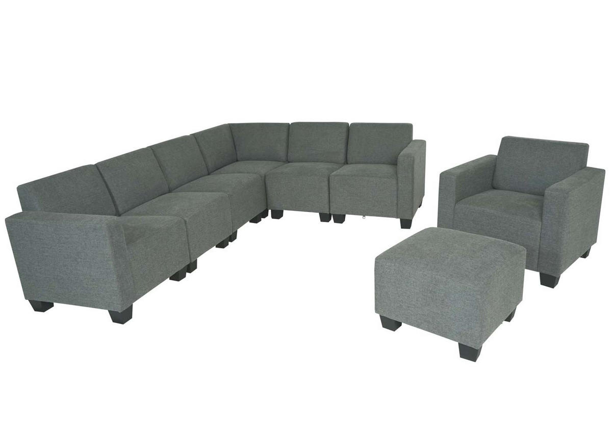 SOFA-SYSTEM LYON Grau Garnitur 6-2 - Grau, Textil (288/76/216cm) - MCW