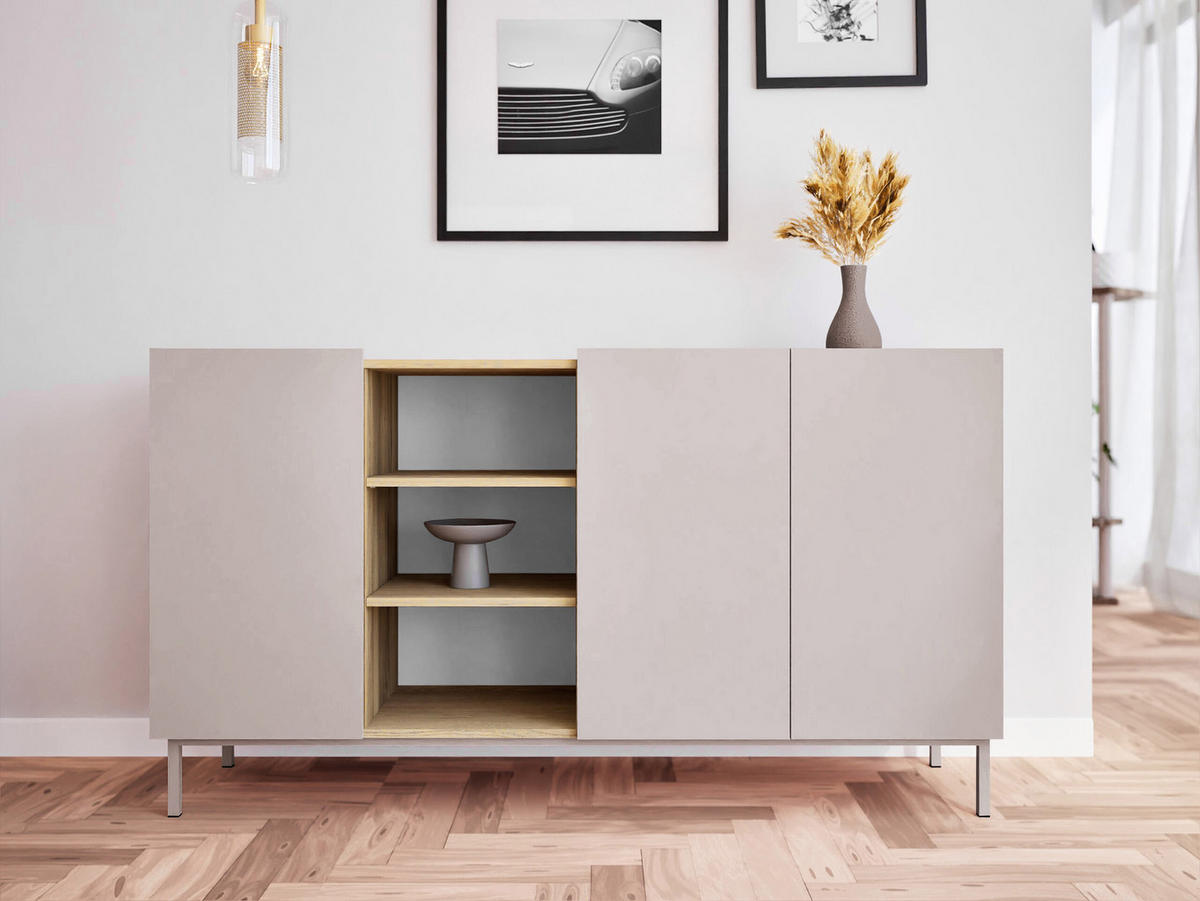 SIDEBOARD System 77 - Kaschmir, Holzwerkstoff/Metall (153/85/44cm) - MIRJAN24