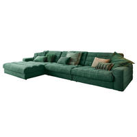 ECKSOFA XL LANA Smaragdgrün Cord - Smaragdgrün/Schwarz, Textil (416/205cm) - KAWOLA