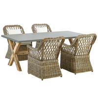 GARTENMÖBEL SET 4-Sitzer Rattan natürlich Auflagen cremeweiß Maros/Olbia - Hellbraun/Beige, Naturmaterialen - Beliani