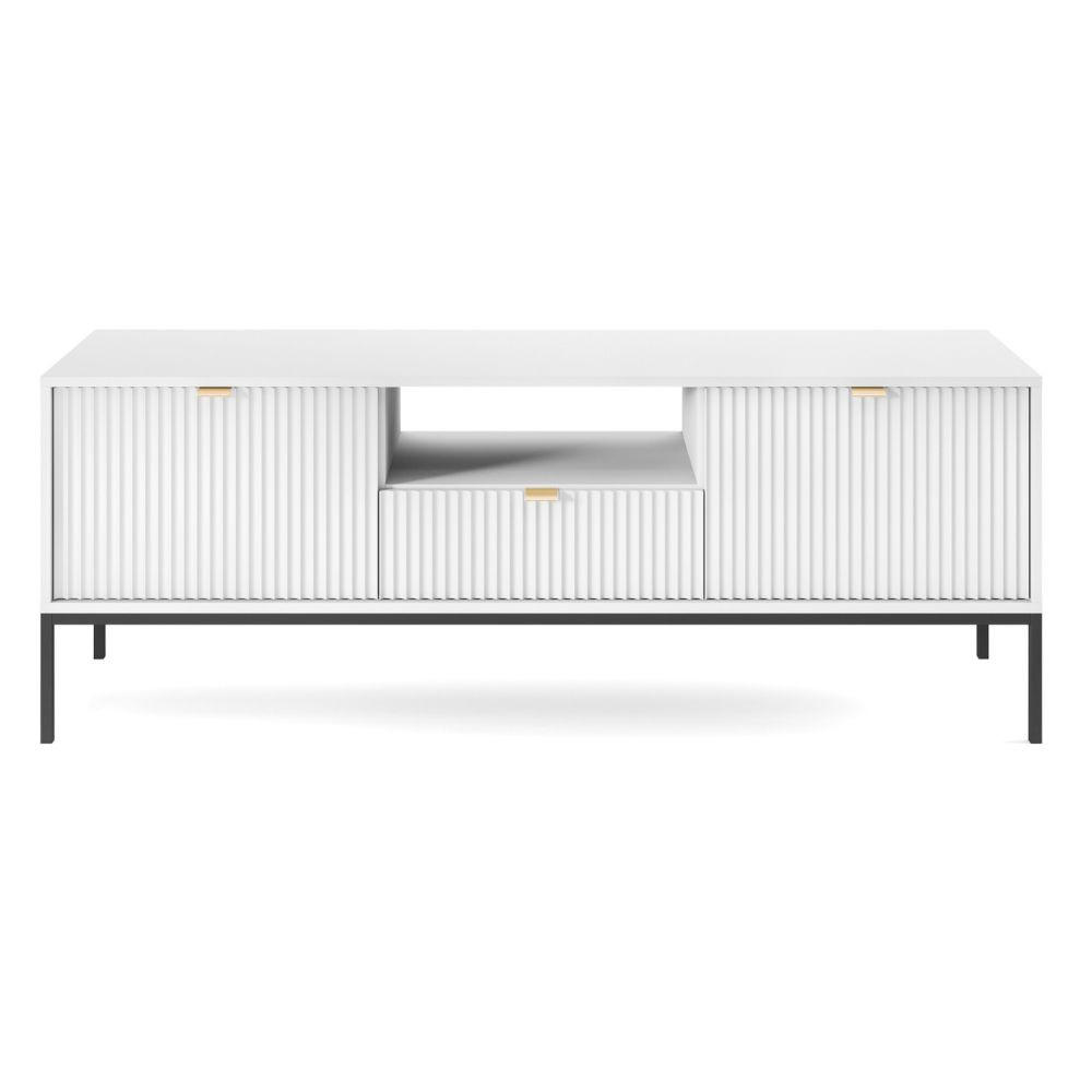 TV-SCHRANK Vellore Weiß 154 cm - Goldfarben/Schwarz, Holzwerkstoff/Metall (154/56/39cm) - Selsey